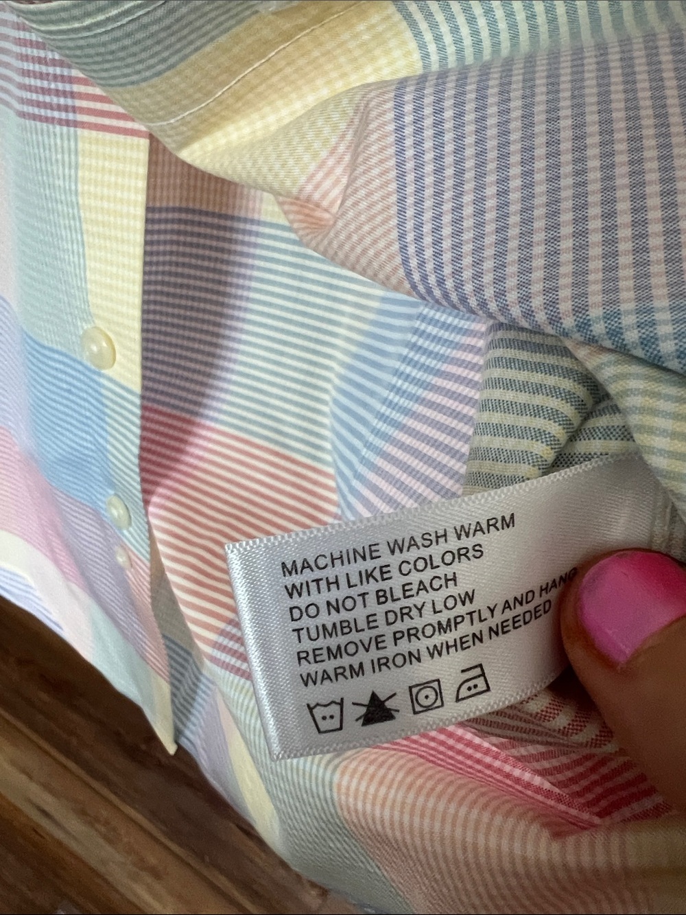 Orvis Pastel Checkered Button-Up Shirt in Yellow, Blue, Pink - Picture 5 of 10